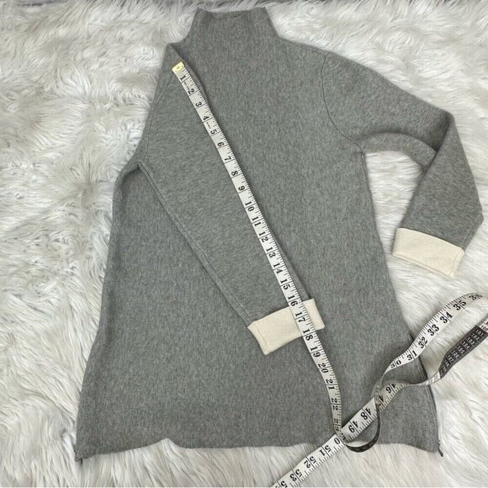 Tahari Womens Gray Mock Neck Tunic Sweater Side‎ Zip Contrast Cuff XS - Picture 11 of 11